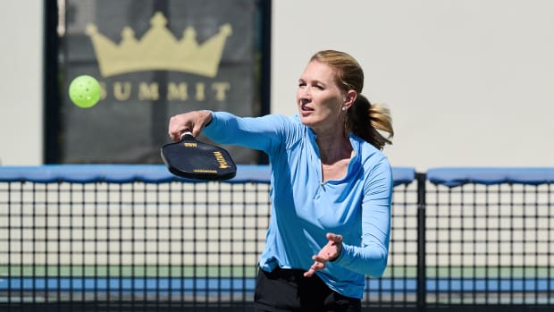 Former tennis great Stefani Graf playing pickleball.